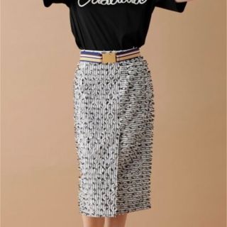 GRACE CONTINENTAL ボーダーカットジャガードスカート 38