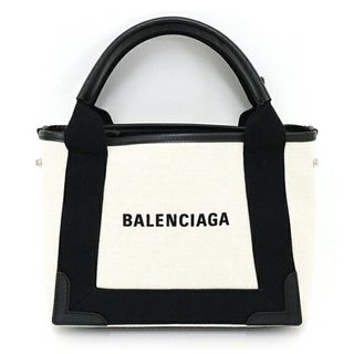 バレンシアガ(Balenciaga)のバレンシアガ NAVY カバス ネイビーカバス XS トートバッグ 2way 390346 ライトベージュ コットンキャンバス &ブラック カーフスキン【中古】A(その他)