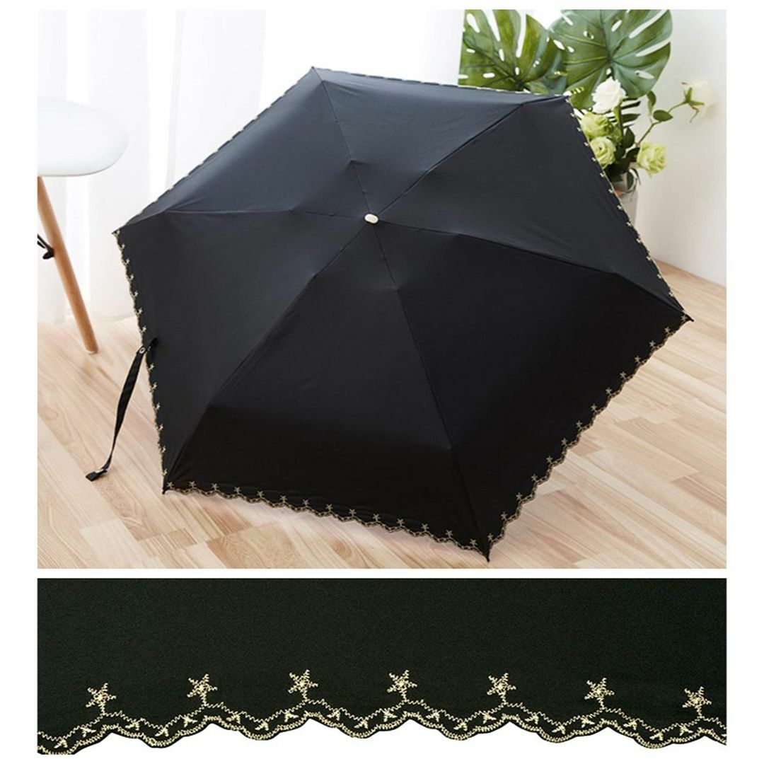 【色:ブラック】日傘 母の日のプレゼント人気 おりたたみ傘 レディース 一級遮光 6