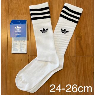 アディダス(adidas)の新品　アディダス　M(24-26cm)ソリッド　クルーソックス　白1足セット(ソックス)