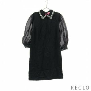 ケイトスペードニューヨーク(kate spade new york)のembellished collar shirtdress ワンピース シルク ブラック ビジュー 切替(その他)