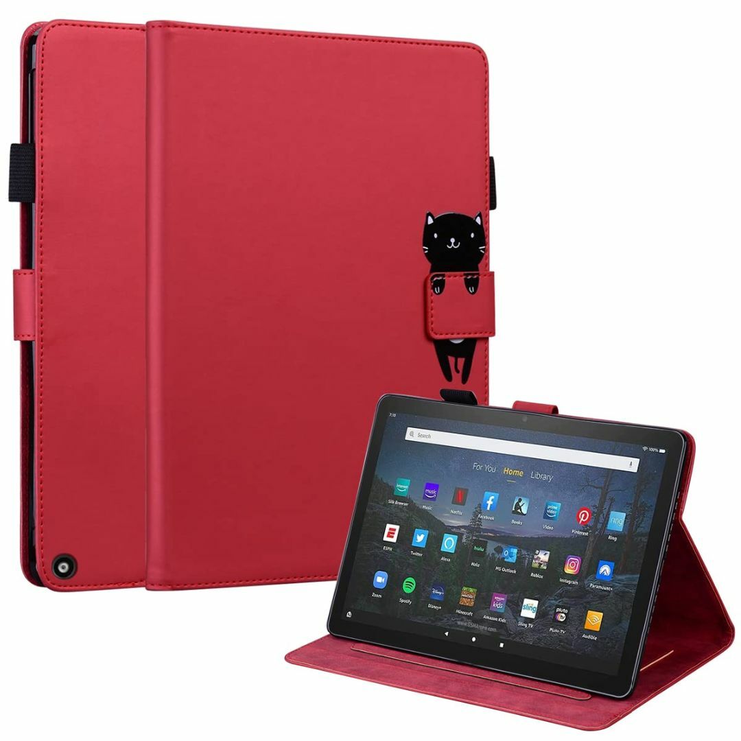 【色: 赤】Kedic Fire HD10 ケース (2021) Fire HD