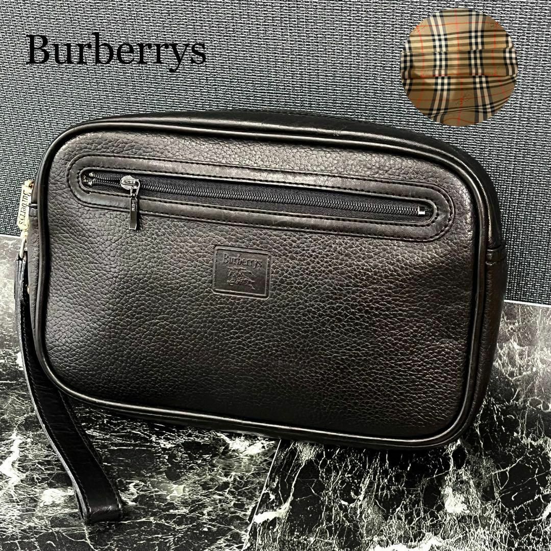 BURBERRY - 美品 Burberrys ノバチェック シボ革 レザー クラッチ