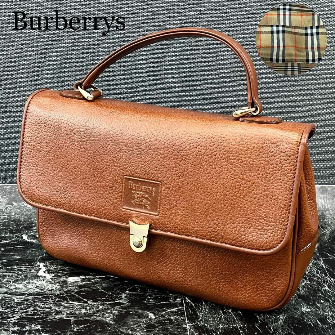 ヴィンテージ】Burberry バーバリー レザー ノバチェック ハンドバッグ-