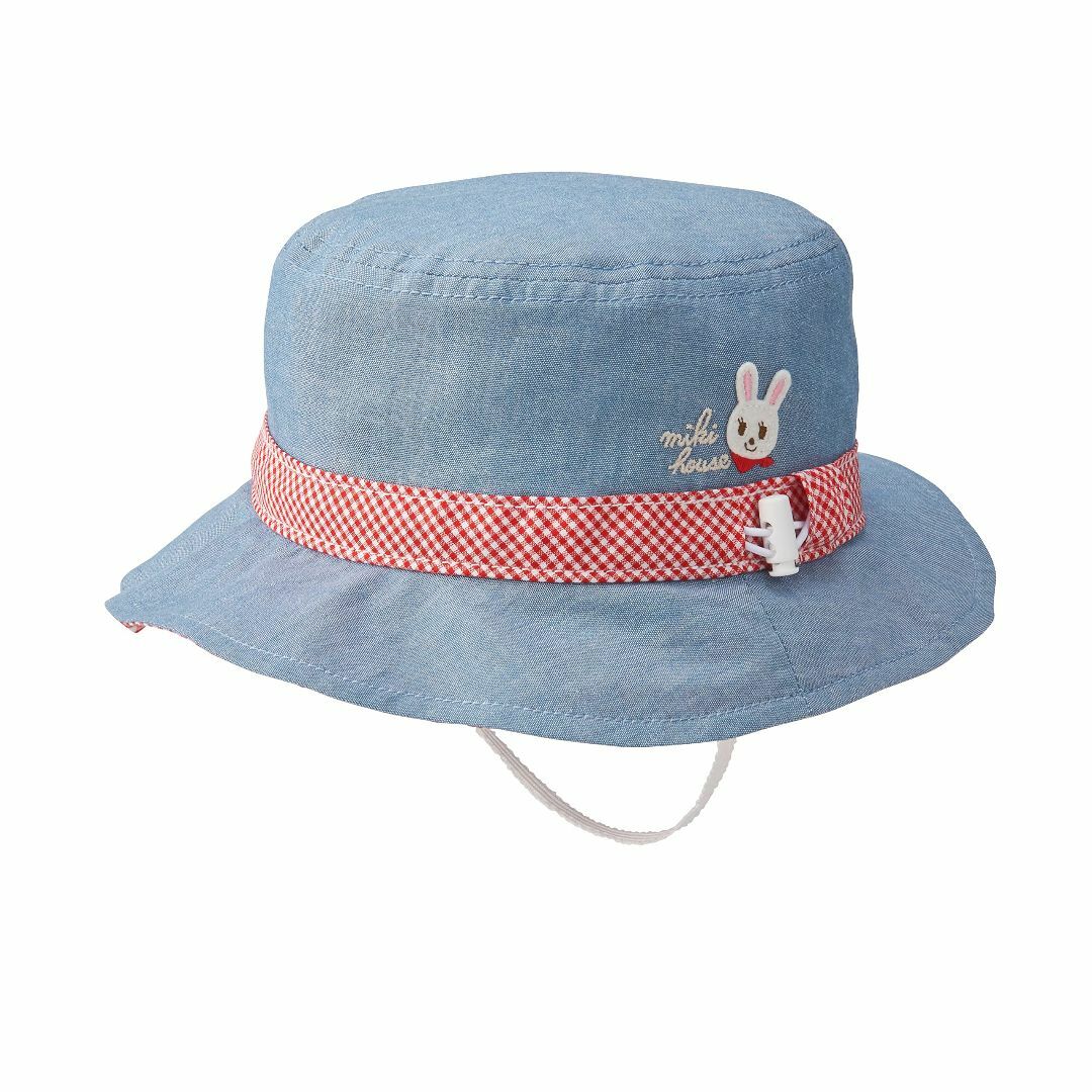 【色: ブルー】 ミキハウス  帽子 ハット UVカット 日よけカバー付き 綿1