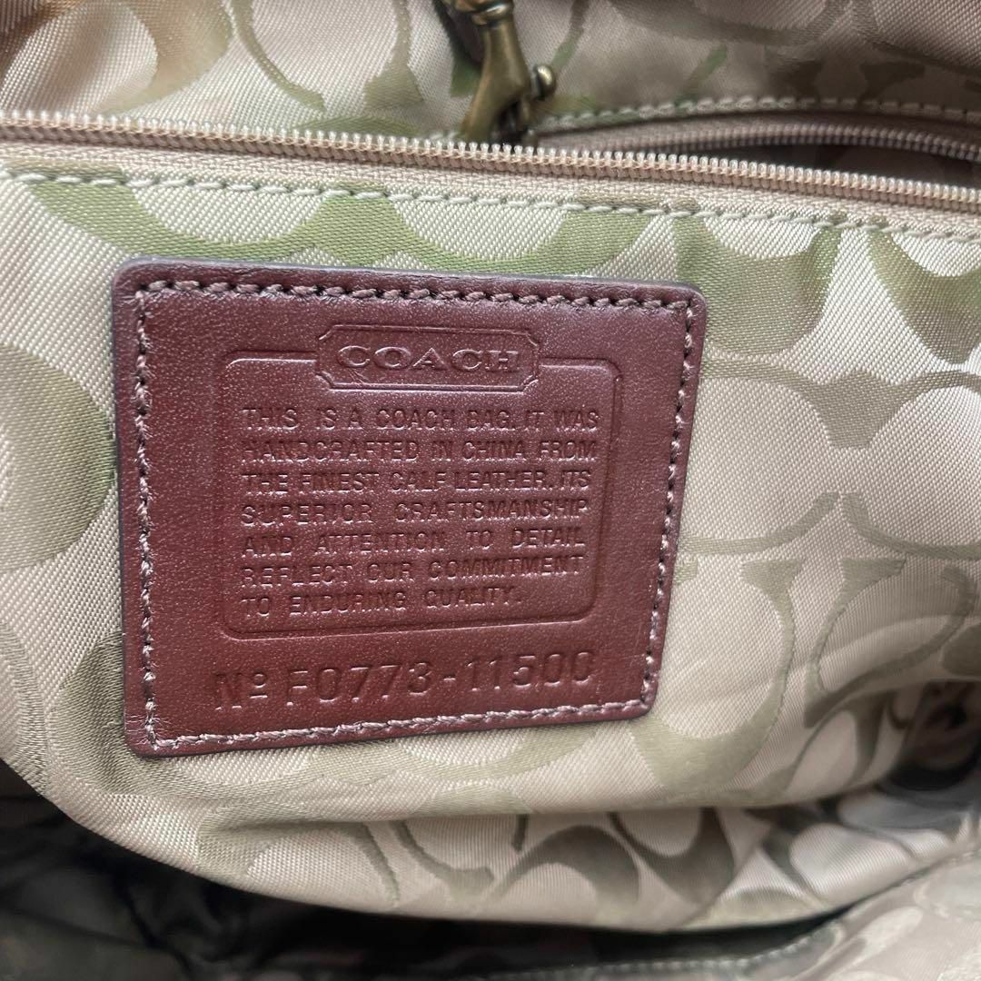 COACH コーチ エナメルトートバッグ ダークブラウン パテントレザー