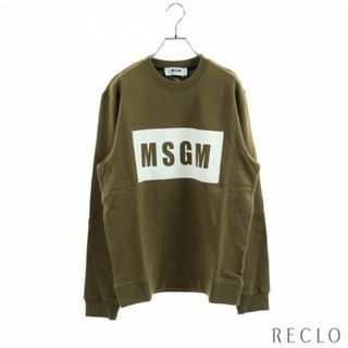 エムエスジイエム(MSGM)の トレーナー スウェットシャツ クルーネック ロゴプリント カーキグリーン ホワイト(スウェット)