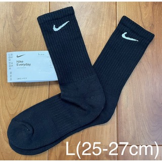 ナイキ(NIKE)の新品　ナイキ　L(25-27cm)  クッション　クルーソックス　黒1足セット(ソックス)