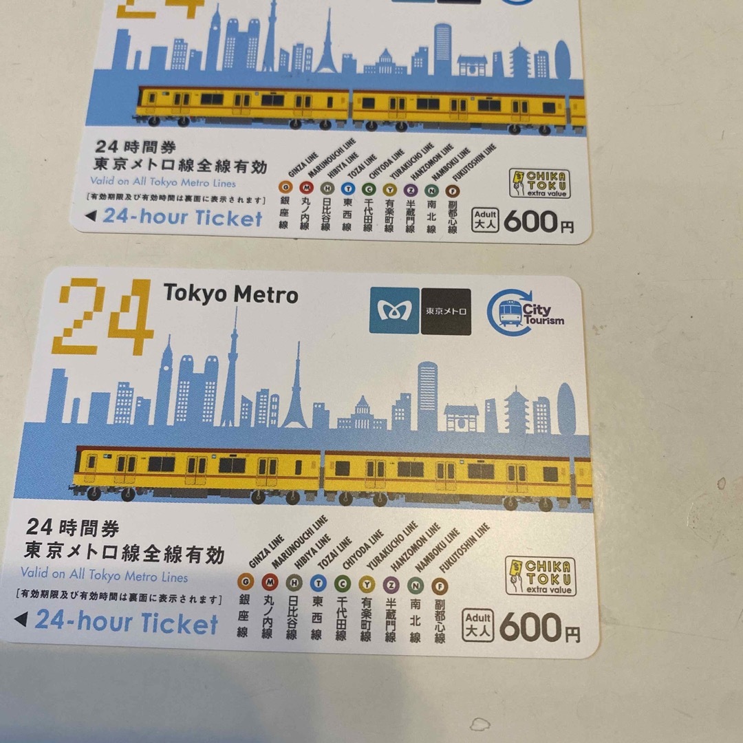 東京メトロ24時間券2枚 チケットの乗車券/交通券(鉄道乗車券)の商品写真