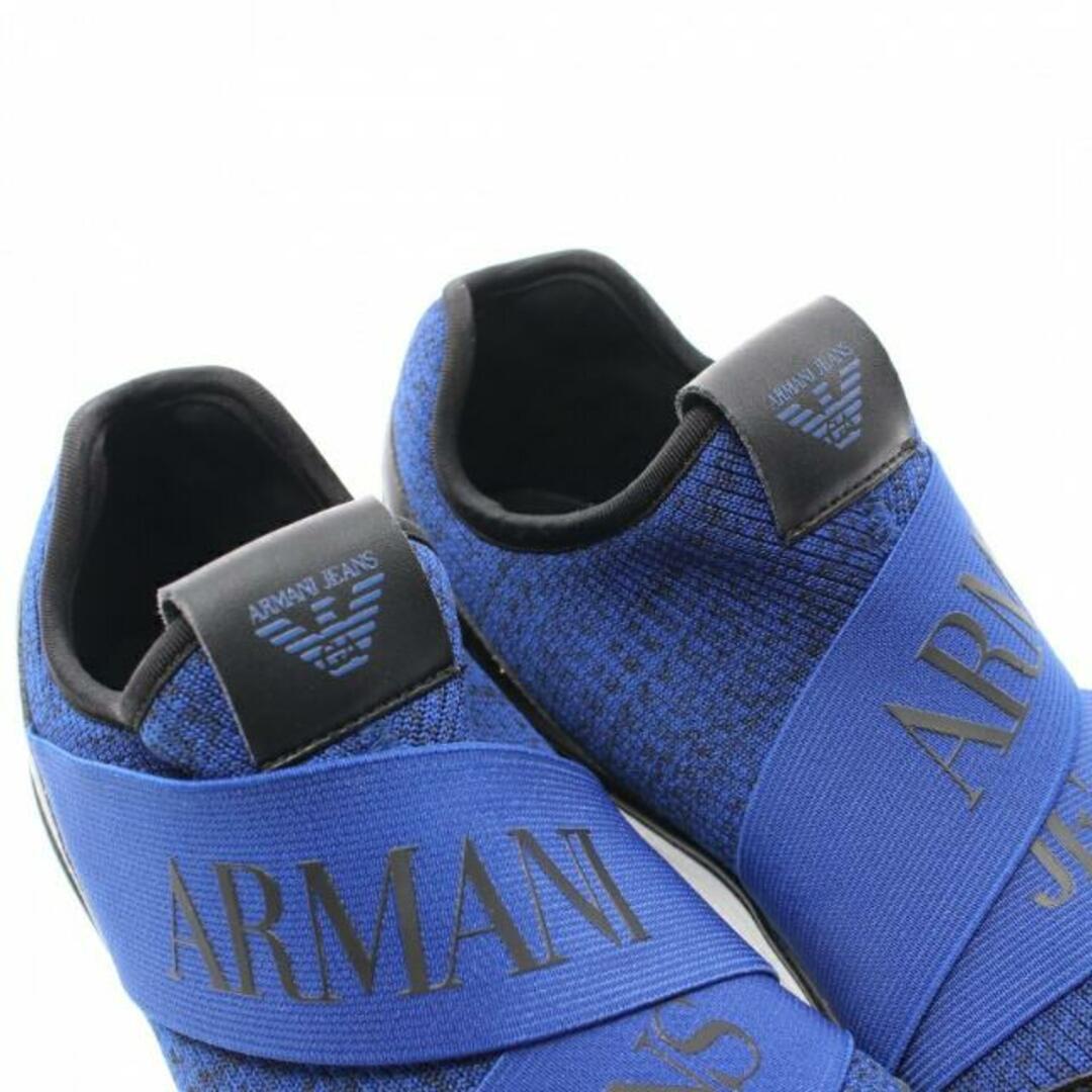 ARMANI JEANS(アルマーニジーンズ)の スリッポン スニーカー レザー ブルー ブラック メンズの靴/シューズ(スニーカー)の商品写真