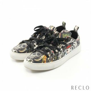 ディースクエアード(DSQUARED2)の ローカットスニーカー 総柄 キャンバス ブラック マルチカラー(スニーカー)