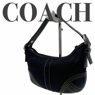 COACH コーチ ショルダーバッグ ブラック ミニシグネチャー ホーボー 黒