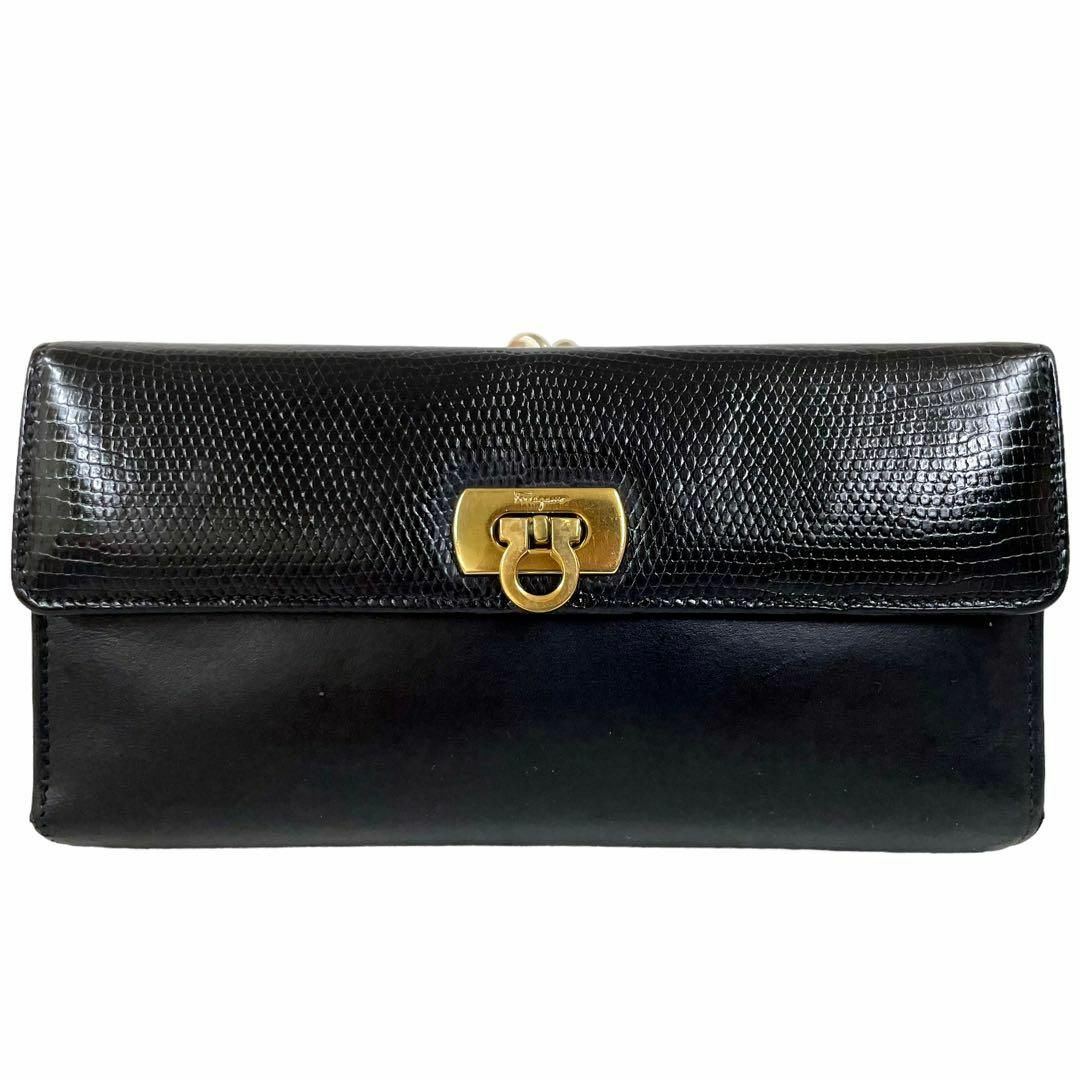 Salvatore Ferragamo - フェラガモ 長財布 黒 ブラック ガンチーニ