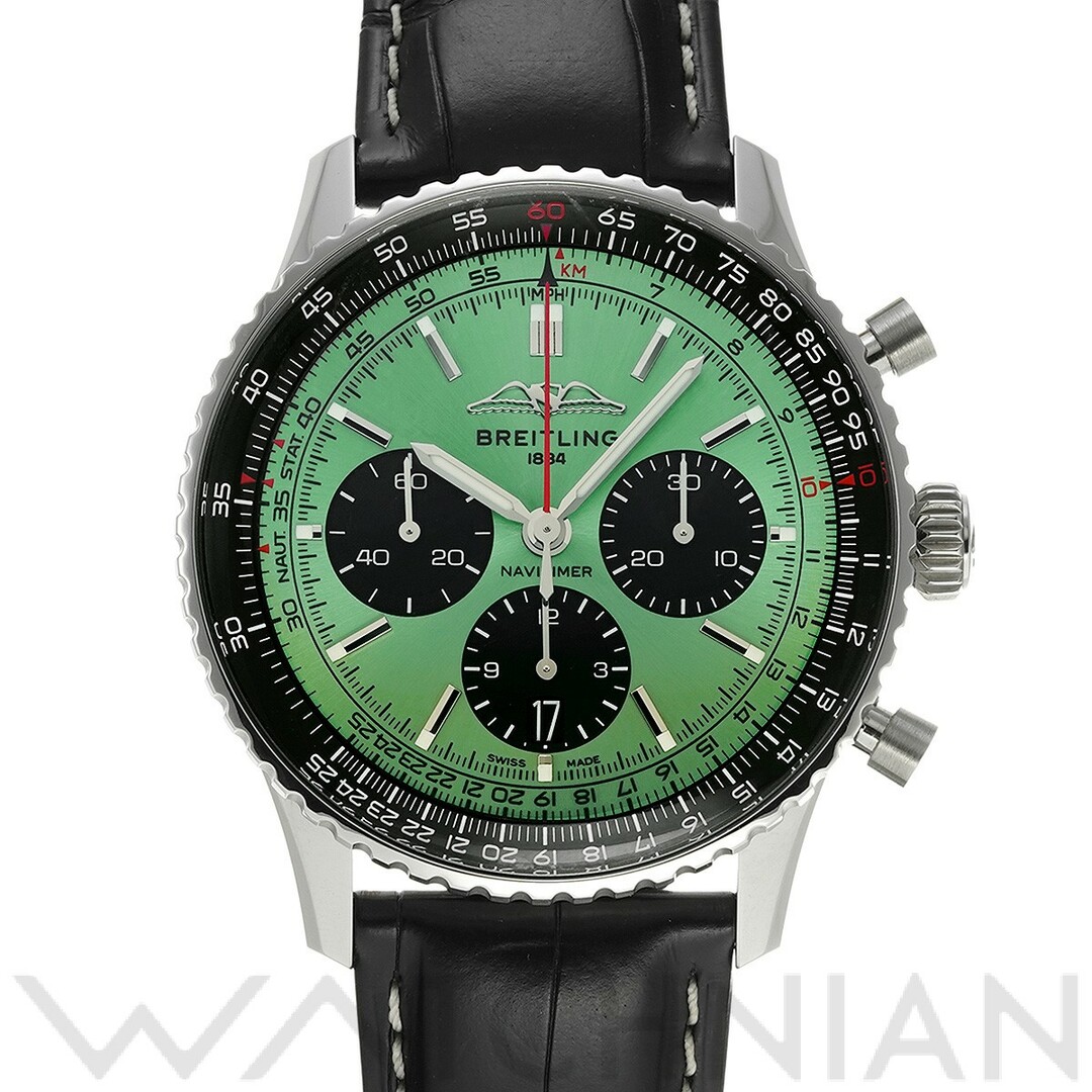 BREITLING(ブライトリング)の中古 ブライトリング BREITLING AB0138241L1P1 グリーン /ブラック メンズ 腕時計 メンズの時計(腕時計(アナログ))の商品写真
