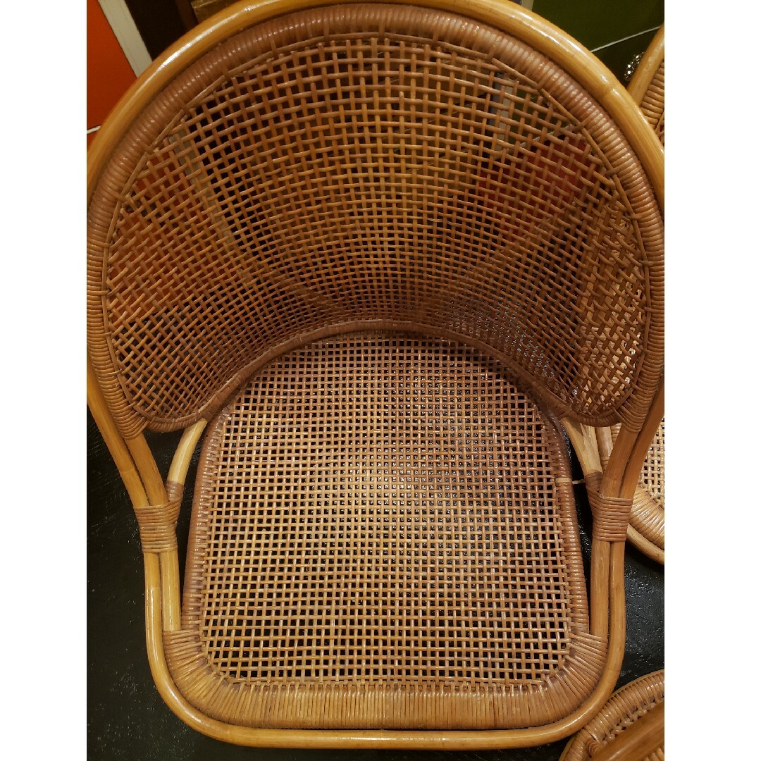 籘　ラタン　折り畳み　座椅子　椅子　チェア　レトロ　昭和レトロ　アンティーク
