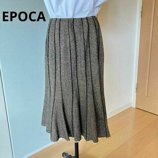 エポカ(EPOCA)のEPOCA エポカ フレア スカート ツイード ブラウン 茶 ミモレ丈 42(ひざ丈スカート)