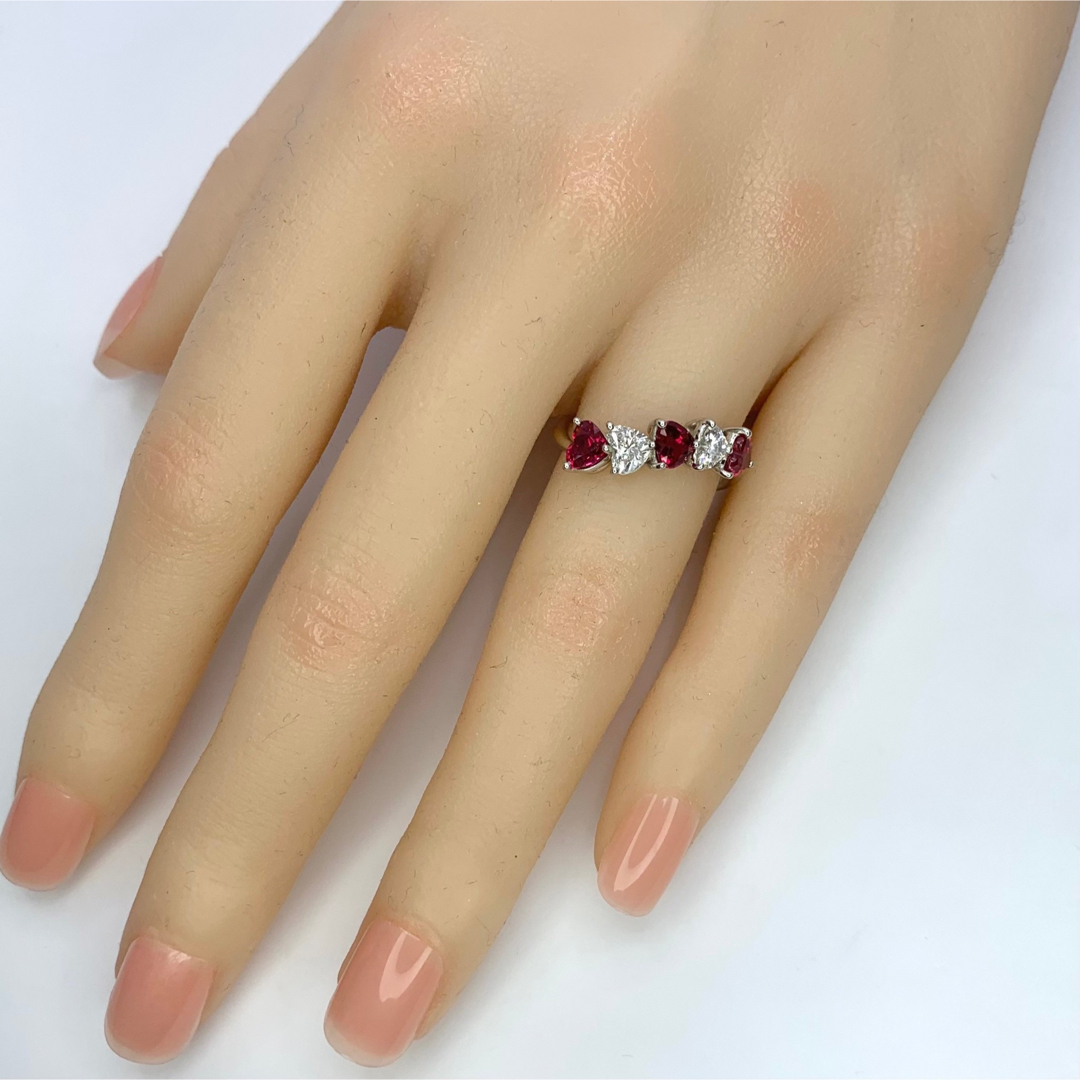 pt900 ハートカットルビーダイヤモンドリング 1.12ct 8.5号 レディースのアクセサリー(リング(指輪))の商品写真