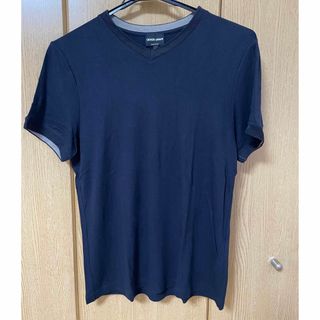 GIORGIO ARMANI ジョルジオアルマーニ Tシャツ サイズ:48 21SS ブランドロゴ刺繍 クルーネック Tシャツ レッド 48 トップス シンプル ブランド カジュアル 着回し 【メンズ】【R051】