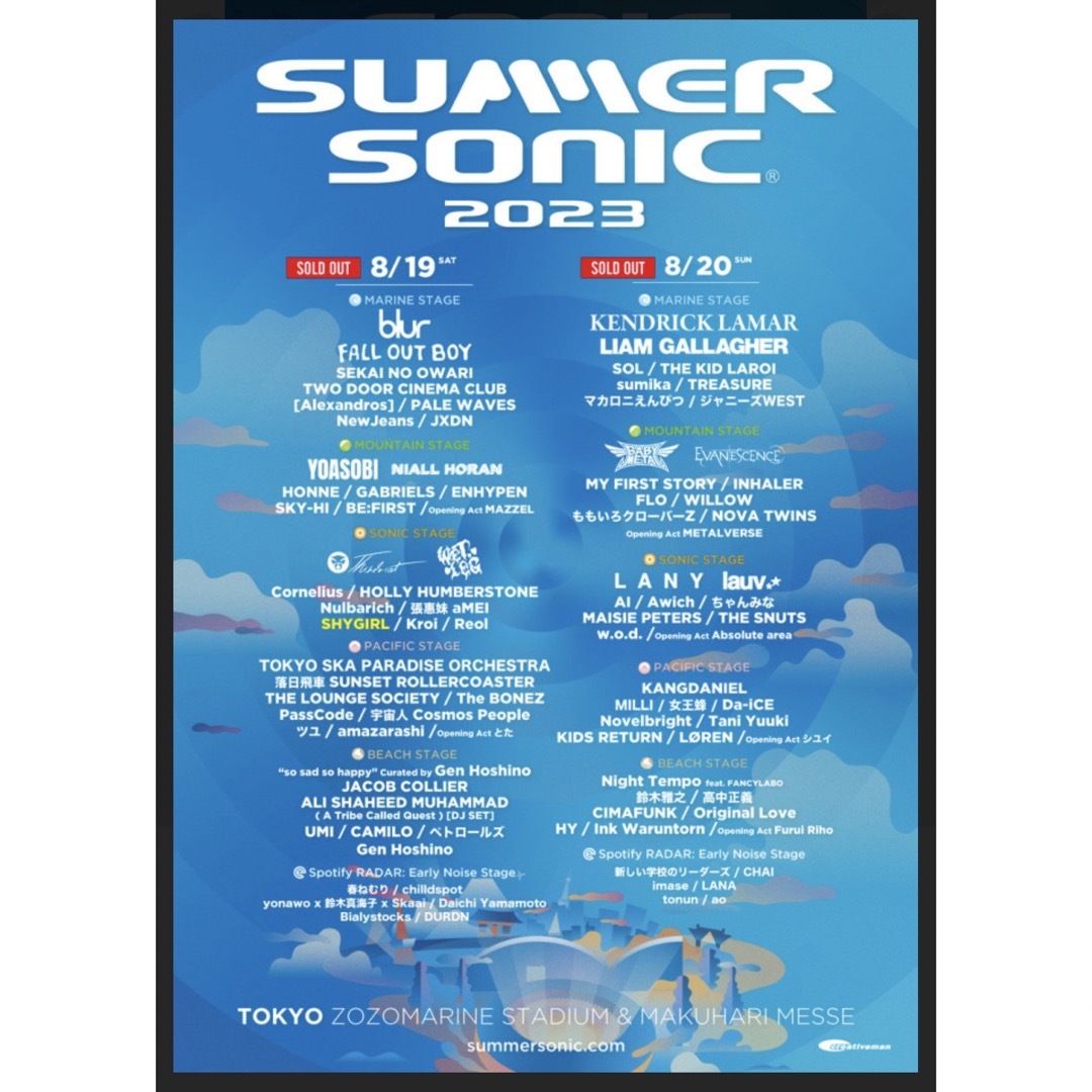 ＳＵＭＭＥＲ ＳＯＮＩＣ ２０２３ＴＯＫＹＯ１ＤＡＹチケット日