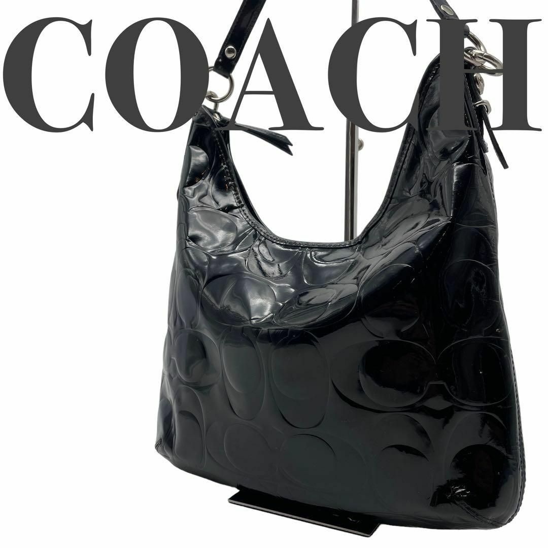 COACH コーチ シグネチャーF16172 ハンドバッグ エナメルブラック