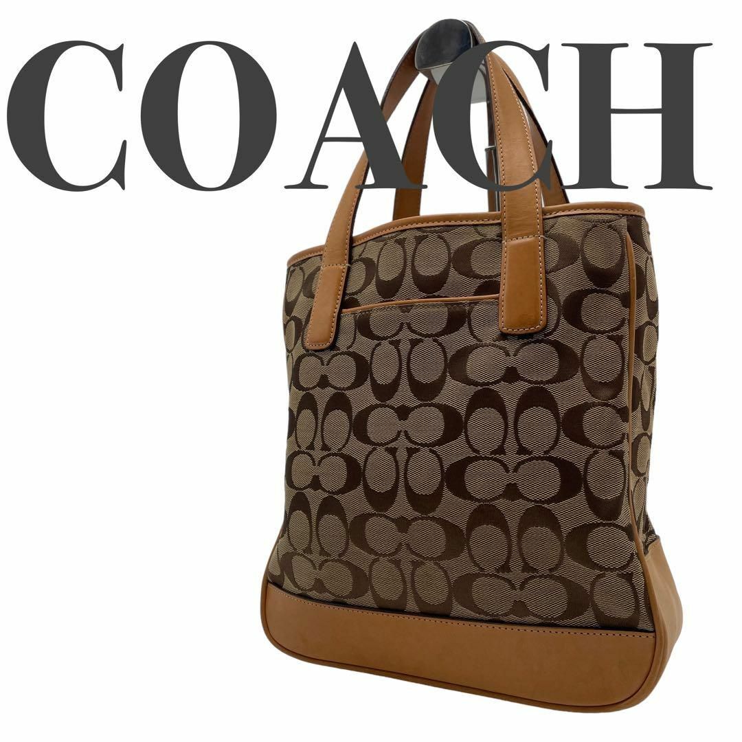 COACH コーチ キャンバス ハンドバッグ ベージュシグネチャー 6092