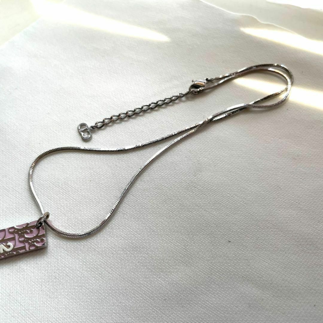 Christian Dior トロッター柄 CDロゴ プレートネックレス　ピンク 3