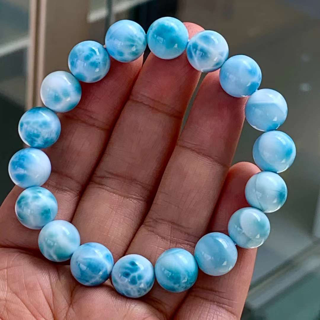 天然無処理 ラリマー ブレスレット 11mm-36g-