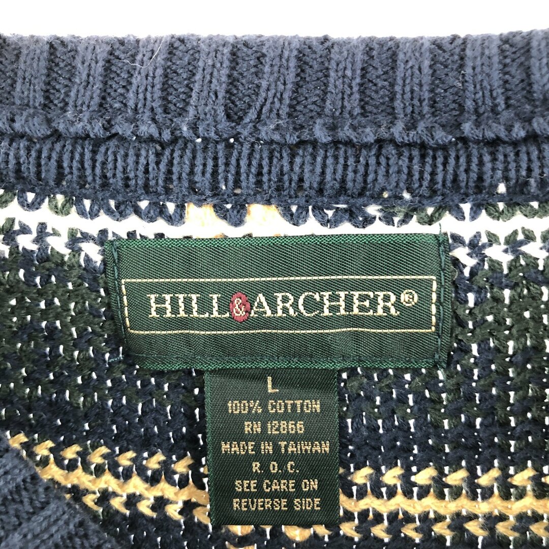 古着 HILL ARCHER チェック柄 コットンニットセーター メンズXL /eaa354171 メンズのトップス(ニット/セーター)の商品写真