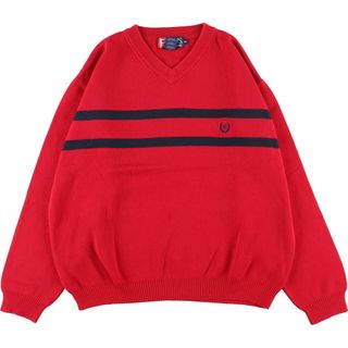 ラルフローレン(Ralph Lauren)の古着 90年代 ラルフローレン Ralph Lauren CHAPS チャップス Vネック コットンニットセーター メンズL ヴィンテージ /eaa344681(ニット/セーター)