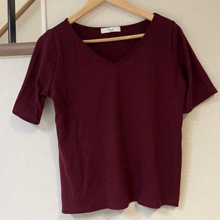 ディスコート(Discoat)のDiscoat リブTシャツ　カットソー　ワインレッド　M(カットソー(半袖/袖なし))