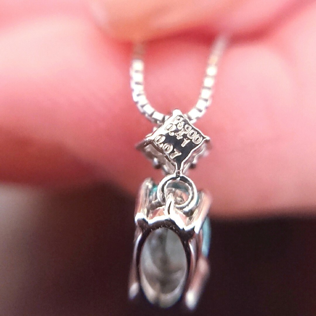パライバトルマリン 0.41ct✨ダイヤモンド ネックレス プラチナ 鑑別