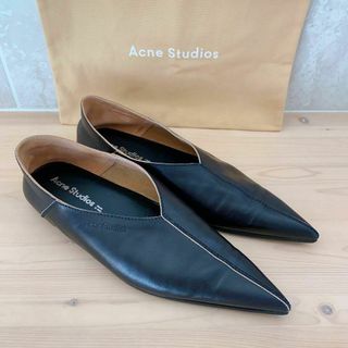 アクネストゥディオズ(Acne Studios)の美品☆Acne Studios フラットミュールパンプス レザー ブラック 37(ハイヒール/パンプス)