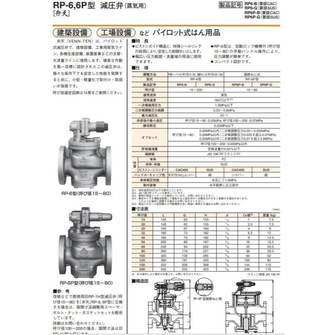 新品【領収書可】弁天 蒸気用減圧弁 RP-6型 呼び径32 RP-6B