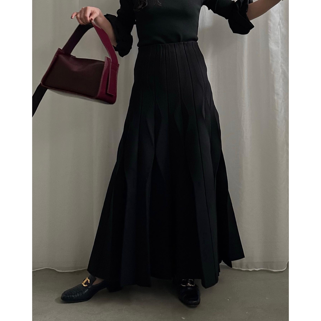 Ameri VINTAGE(アメリヴィンテージ)のAMERI Vintage WAVE PLEATS KNIT SKIRT レディースのスカート(ロングスカート)の商品写真