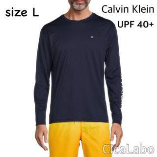 Calvin Klein - 【新品】カルバンクライン ロゴ 水着 ラッシュガード 袖ロゴ ネイビー L