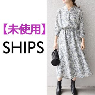 シップス(SHIPS)の【最終価格・値引き不可】シップス　プリントロングスリーブVネックワンピース(ロングワンピース/マキシワンピース)