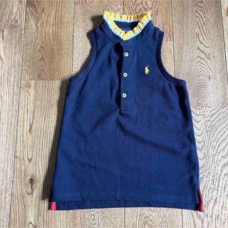 ラルフローレン(Ralph Lauren)の☆美品☆ラルフローレン　キッズ　ノースリーブ　ポロ　ガールズ　紺　黄色白　４T(Tシャツ/カットソー)