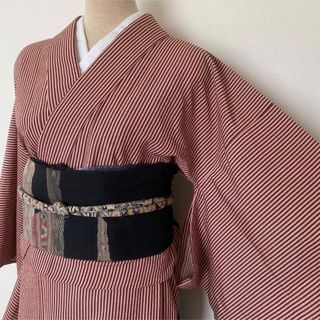 洗える着物 単衣 ストライプ小紋 おしゃれ粋和洋服リメイクちりめん ...