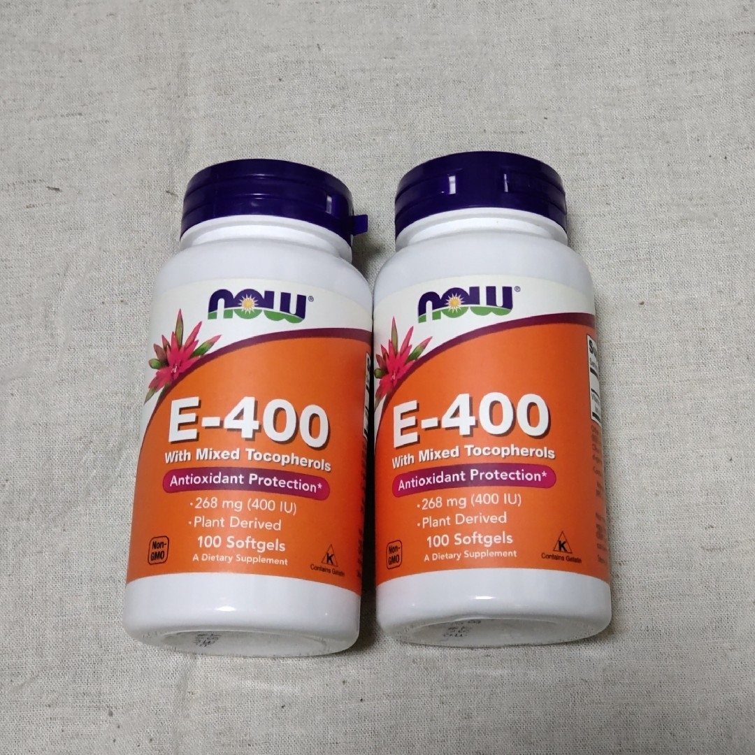 Now Foods(ナウフーズ)の《匿名配送 ゆうパケットプラス》now E-400(２個セット)　ビタミンE 食品/飲料/酒の健康食品(ビタミン)の商品写真