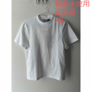 ミュウミュウ(miumiu)の【らん様】新品未使用 正規品 MIUMIU ロゴ 刺繍 ジャージー (Tシャツ(半袖/袖なし))