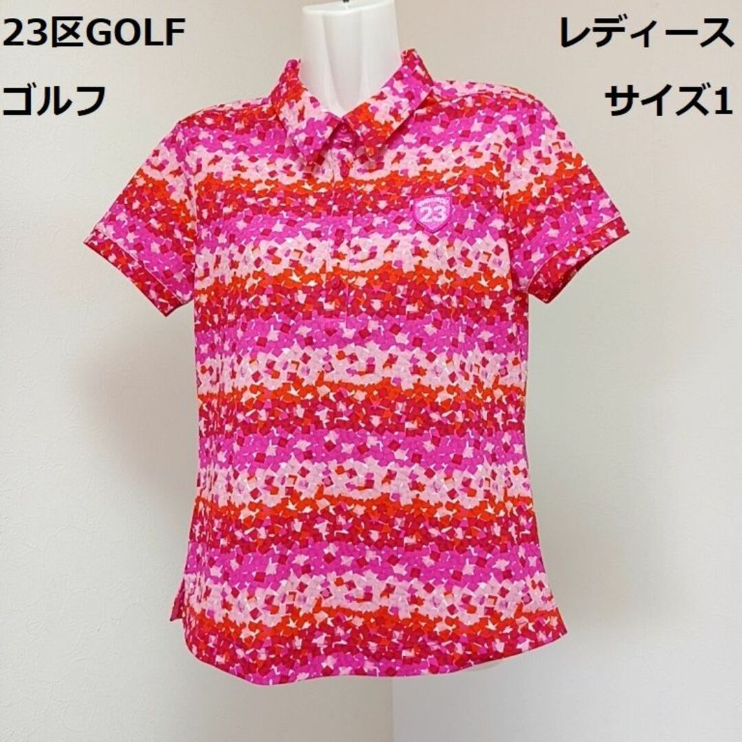 ◆23区GOLF　ゴルフ　レディース　半袖ポロシャツ　総柄デザイン　サイズ１ | フリマアプリ ラクマ