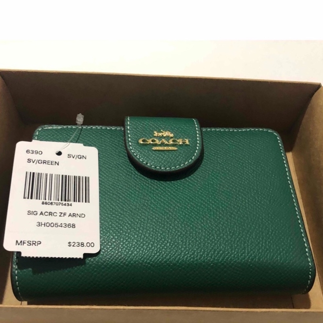 新品未使用 6390 COACH コーチ 長財布 グリーン折り財布