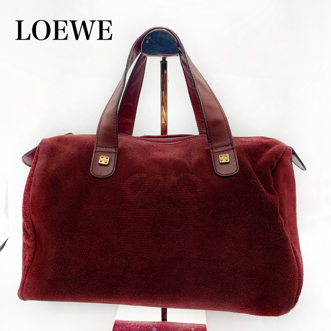 美品✨LOEWE ロエベ ハンドバッグ ミニボストン アナグラム スエード | フリマアプリ ラクマ