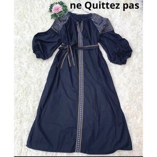 ヌキテパ(ne Quittez pas)の353. 大人気 ヌキテパ ゴールド刺繍ワンピース B&Y別注 カフタン リボン(ロングワンピース/マキシワンピース)