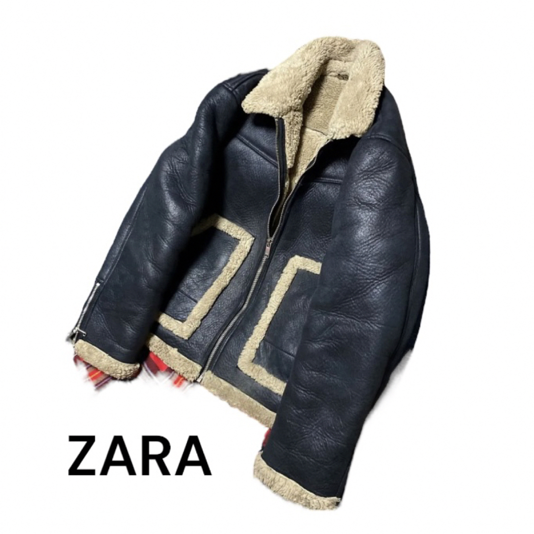 新品タグ付【ZARA】フライトジャケット　ボア　ムートン　オリーブ　サイズL