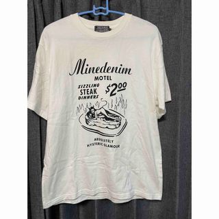 マインデニム(MINEDENIM)のヒステリックグラマー  × マインデニム Tシャツ 白　M【中古】(Tシャツ/カットソー(半袖/袖なし))