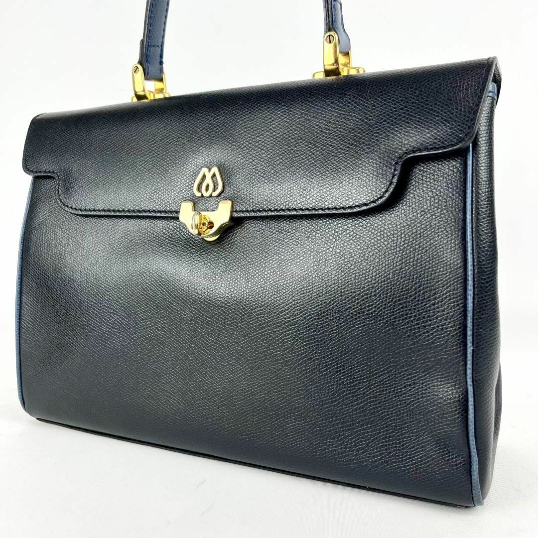 美品 MORABITO モラビト ハンドバッグ トップハンドル ブラック 金具-
