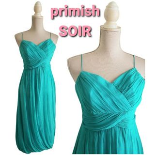 ソワール(SOIR)の大変美品　primish SOIR  日本製　シルクシフォンのフォーマルドレス(ひざ丈ワンピース)