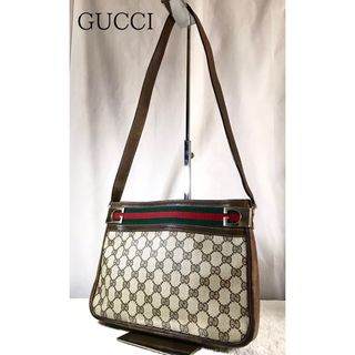 グッチ(Gucci)の【希少】オールドグッチ シェリーライン キャンバスレザー ショルダーバッグ　　(ショルダーバッグ)