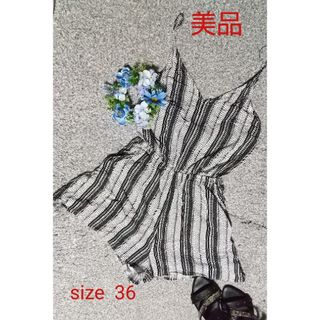 エイチアンドエム(H&M)の175 H&M 白×黒 モノトーン オールインワン キャミ ショートパンツ(オールインワン)